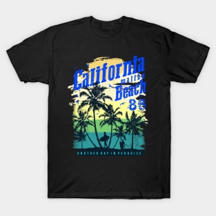 California malibu beach 86, California Surfing beach Vacation  Palm Trees Tropical T-Shirt